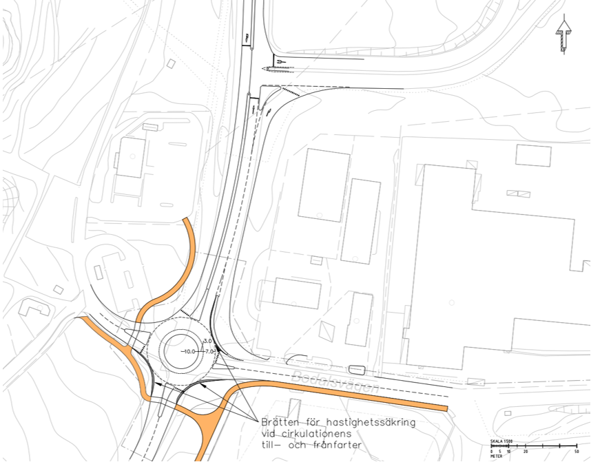 Föreslagen utformning av korsningen riksväg 26 och Bodalsvägen/Bartilsbovägen.