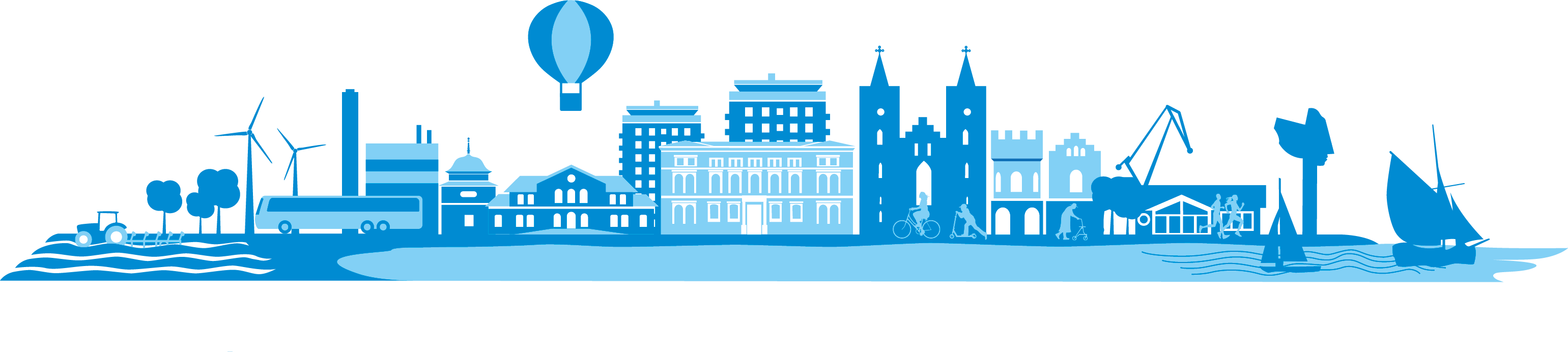 Illustration av Kristinehamns stadssiluett